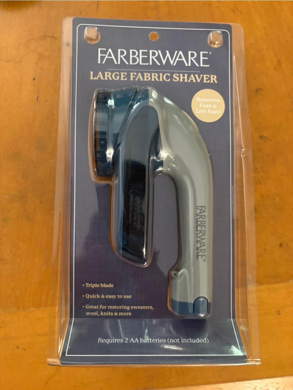 Farberware Gray and Dark Blue Large Fabric Shaver - Handheld Lint Remover